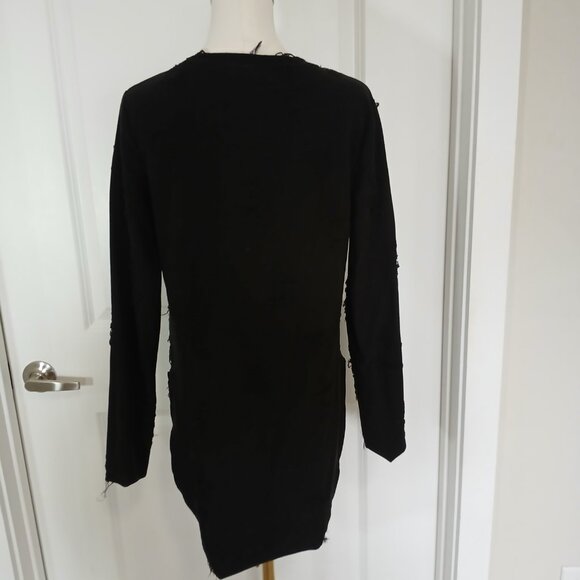 H&M Divided Distressed Tunic Top Body Suit Women's Small Black Grunge Punk Style - Picture 2 of 6